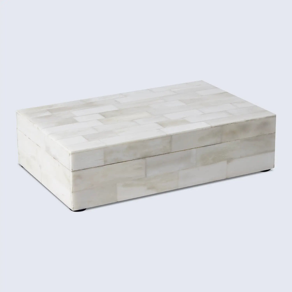 Plain Decorative Storage Box, Bone Inlay in 8 Sizes, White