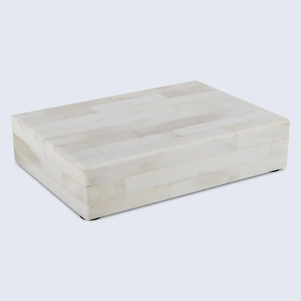 Plain Decorative Storage Box, Bone Inlay in 8 Sizes, White