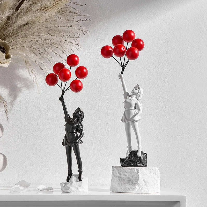 DecorBites™ Balloon Girl Graffiti Statue, Collectible Sculpture, Desk Decor, Home Office Gift