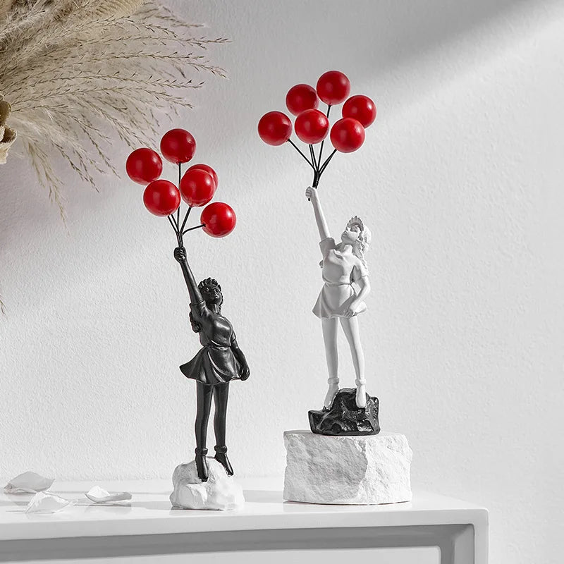 DecorBites™ Balloon Girl Graffiti Statue, Collectible Sculpture, Desk Decor, Home Office Gift