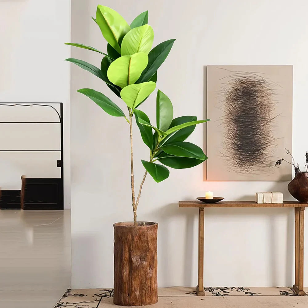 Dlight Decor 140cm Banyan Tree with Real Touch Fiddle Leaves for Home and Office Decor