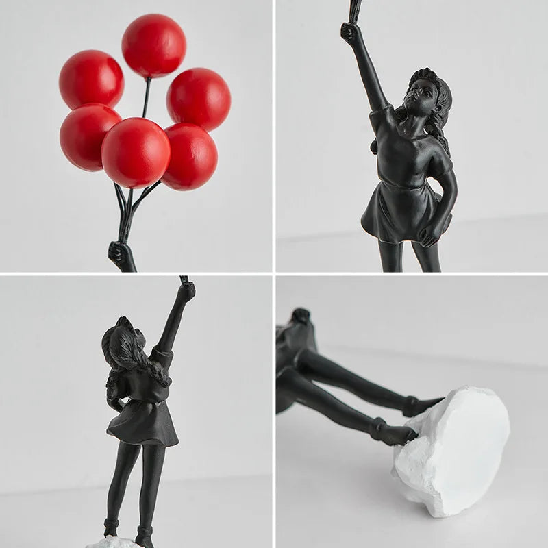 DecorBites™ Balloon Girl Graffiti Statue, Collectible Sculpture, Desk Decor, Home Office Gift