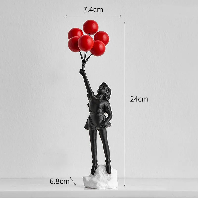 DecorBites™ Balloon Girl Graffiti Statue, Collectible Sculpture, Desk Decor, Home Office Gift