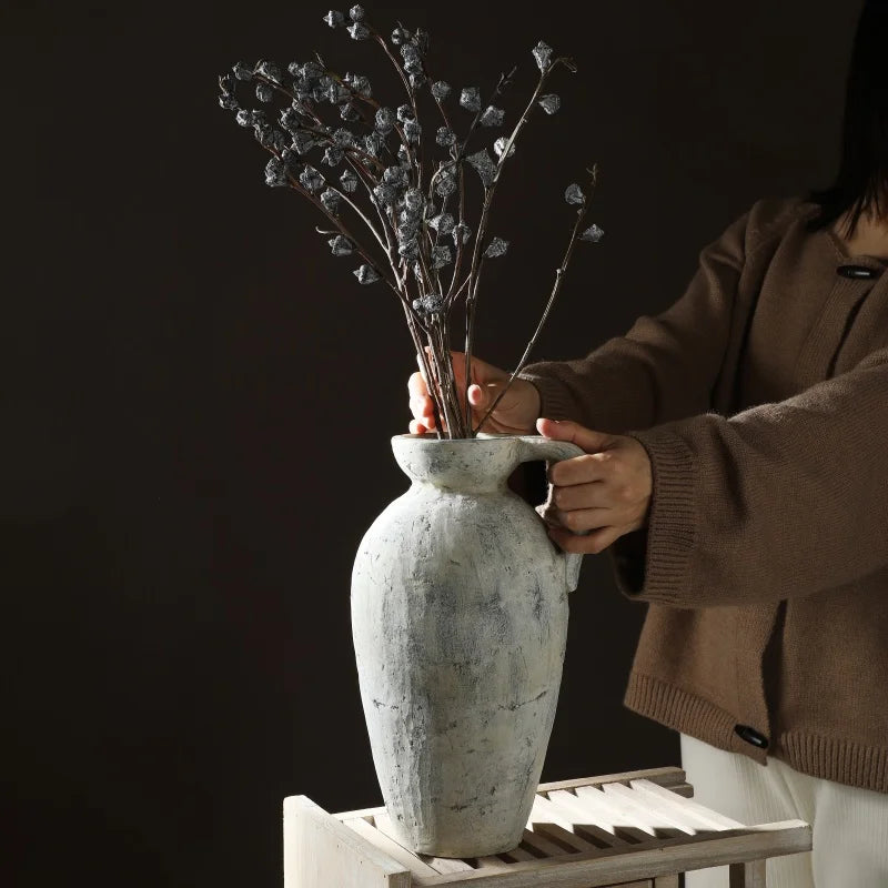 DecorBites™ Rustic Handmade Ceramic Vase for Home Decor