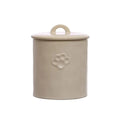 Stoneware Pet Treat Canister with Paw Print – Neutral Glaze